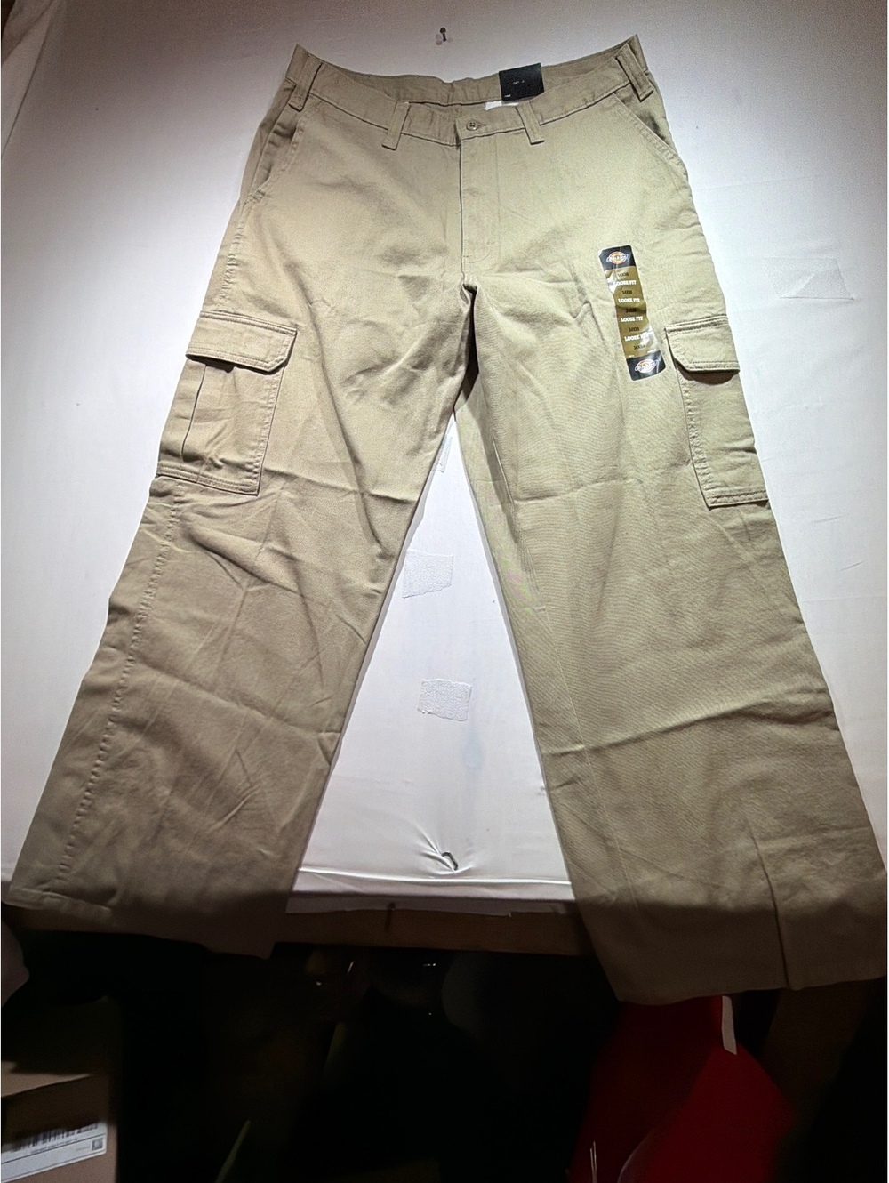 Dickies Loose Fit Straight Leg Cargo Pants 34x30 Khaki